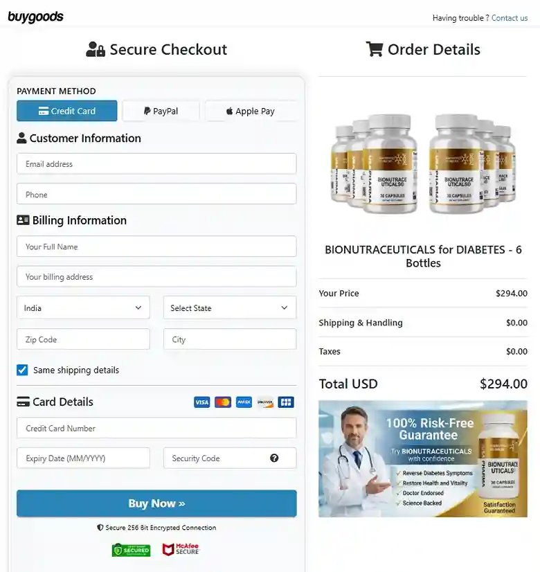 Bionutraceuticals Order Page